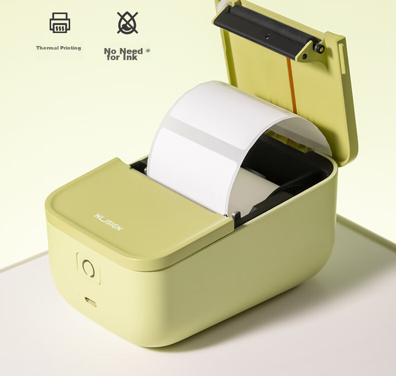Deli Niusai Q5 Green Smart Bluetooth Thermal Label Printer, Home Storage Back-To Name Tag, 50mm Handheld Portable Clothing Hanger Tag, Retail Food Price Label Machine 28