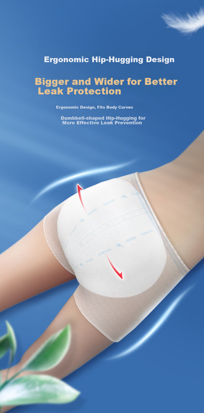 Elderjoy Close-Fitting Leak-Proof Adult Diapers, M Size, 80 Pieces, 62*34cm, Incontinence Pads, for Elderly with Underwear, Butterfly-Shaped 3