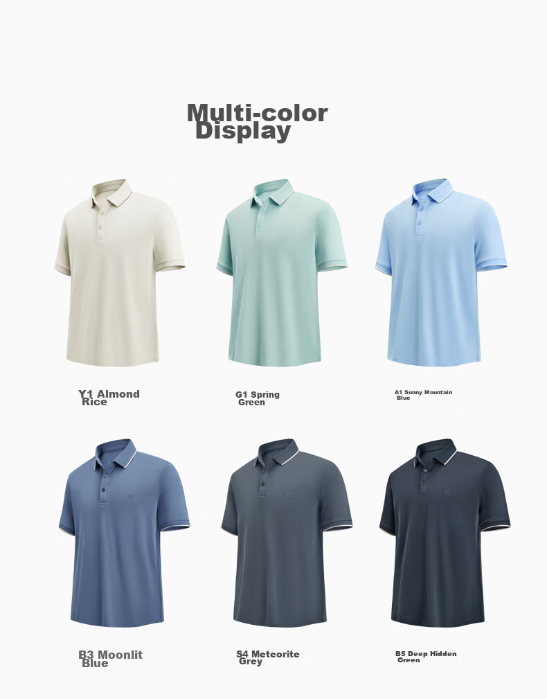 Hodo [Cool Wind Quick-Dry] Men's Polo Shirt, 5A Grade Antibacterial And Mite-Resistant, Contrasting Color Rib Collar Short-Sleeve Men's Polo Shirt 14