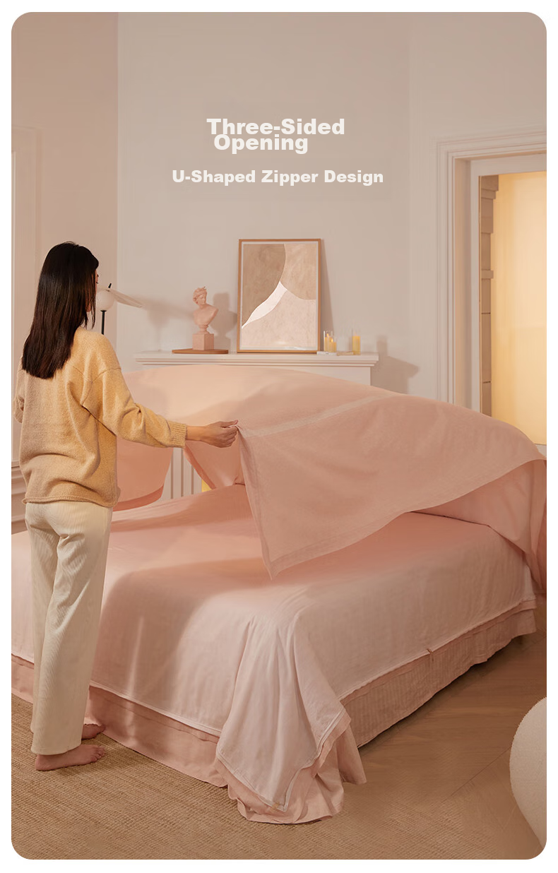 LUOLAI Home Textiles, Ultra-Soft U-Easy Set of 60 Pieces, Thickened Brushed Cotton Bedding Set for Winter, Includes Bed Sheet And Duvet Cover, Orange, 200*230 Cm 3