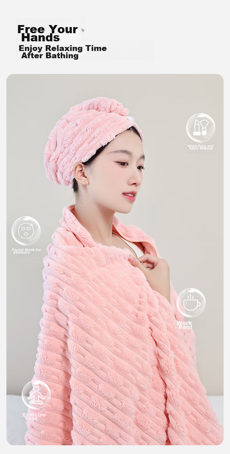 MINISO Hair Drying Cap, 5A Antibacterial, Absorbent, Quick-Drying, Hair Towel, Head Wrap, Shower Cap, Hair Drying Towel, Blue 13