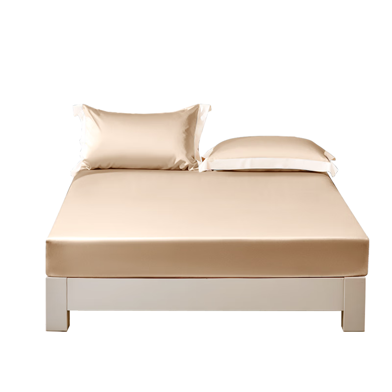 FUANNA Fitted Sheet, 100-Count Long-Staple Cotton, Single Piece Fitted Sheet, Non-Slip And Dirt-Resistant Mattress Protector, 180*200cm, Champagne Gold