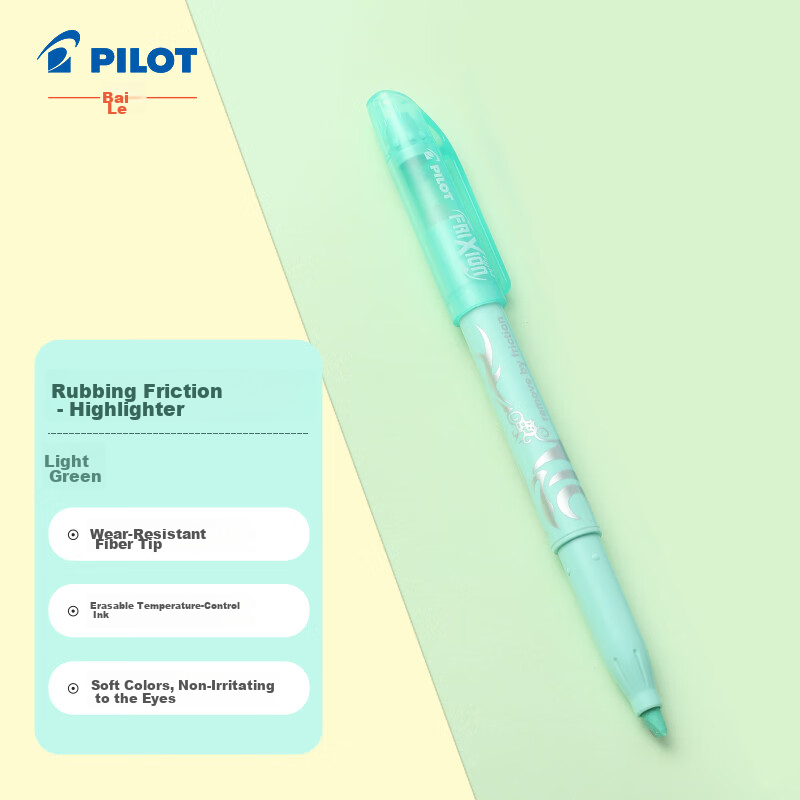 PILOT Erasable Highlighter, Natural Color Series, Colored Frixion Marker, Fluorescent Pen, Highlighting Pen, Student Marking Pen, Stationery, SW-FL Slanted Tip, Light Green, Single Pe
