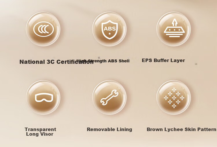 JD Original [Genuine National Standard] Motorcycle Helmet, 3C Certified New National Standard Autumn And Winter Anti-Freeze Warm Ear Protection Skin-Friendly Inner Lining Electric Scooter Helmet Khaki Color Size L 1