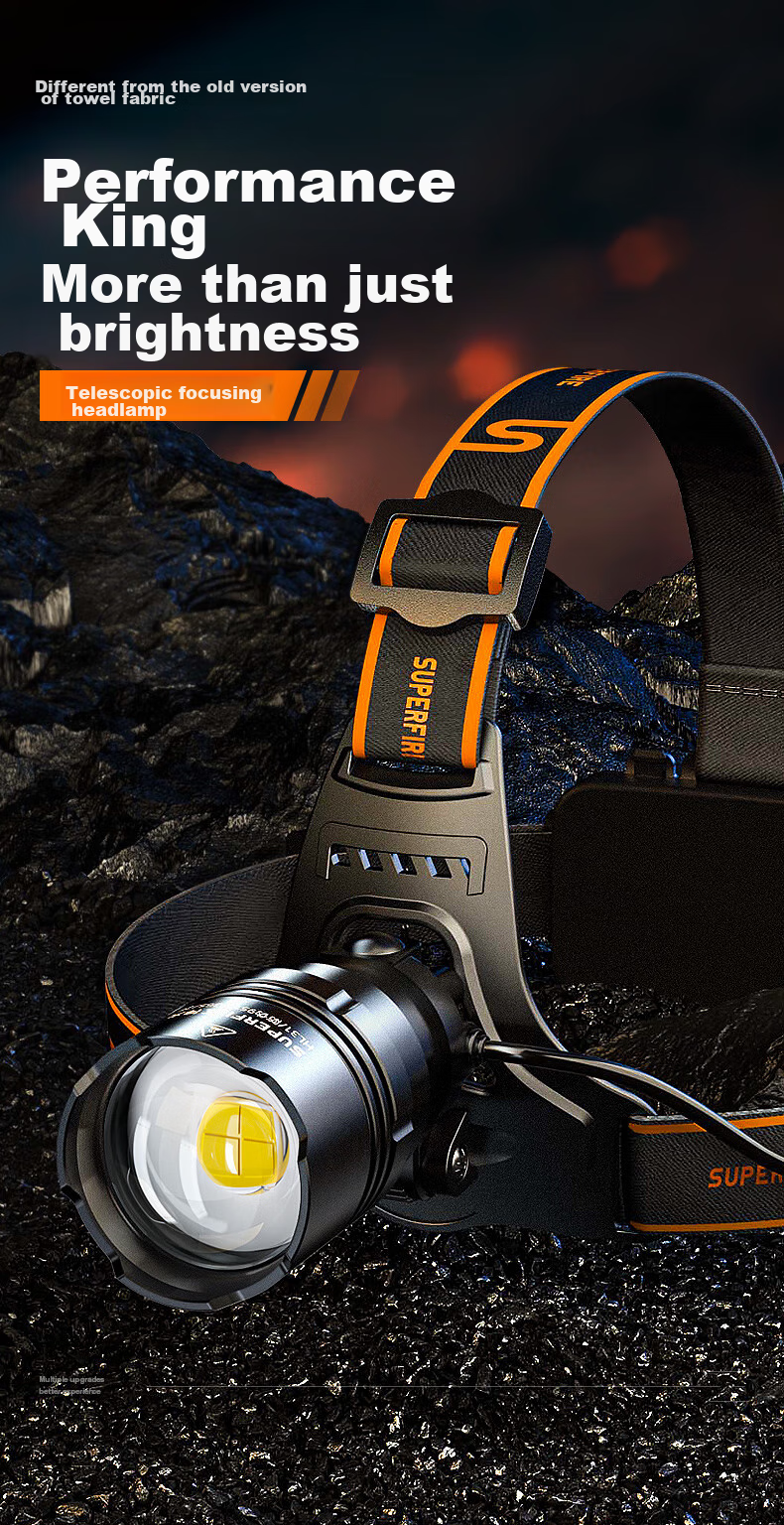 SupFire Headlamp with Zoomable Brightness, Ultra-Bright Fishing Light, Long Battery Life, Head-Mounted Mining Lamp, High-Power Night Fishing And Beach Combing Flashlight 2