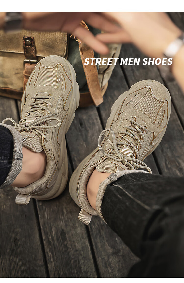 Bull Family Men's Shoes 2026 New Breathable Sports Shoes Outdoor Hiking Travel Running Thick-Soled Dad Shoes 9