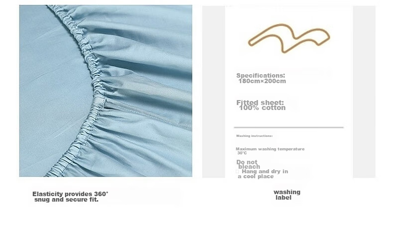 Shuixingjiafang Cotton Bed Sheet, 100% Pure Cotton, 60-Count Long-Staple Cotton, Satin Bedspread, Single Piece Bed Cover, Dust-Proof Mattress Cover, 180x200 38