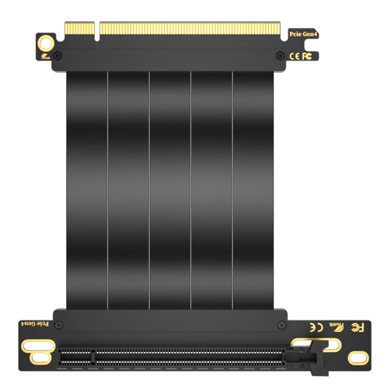 KELEPU PCIe 4.0 X16 Extension Cable, Sound Card Network Card Graphics Card Vertical Adapter Cable, 20 Cm Full Speed No Attenuation Suitable for 4090 Graphics Card, 90-Degree Black