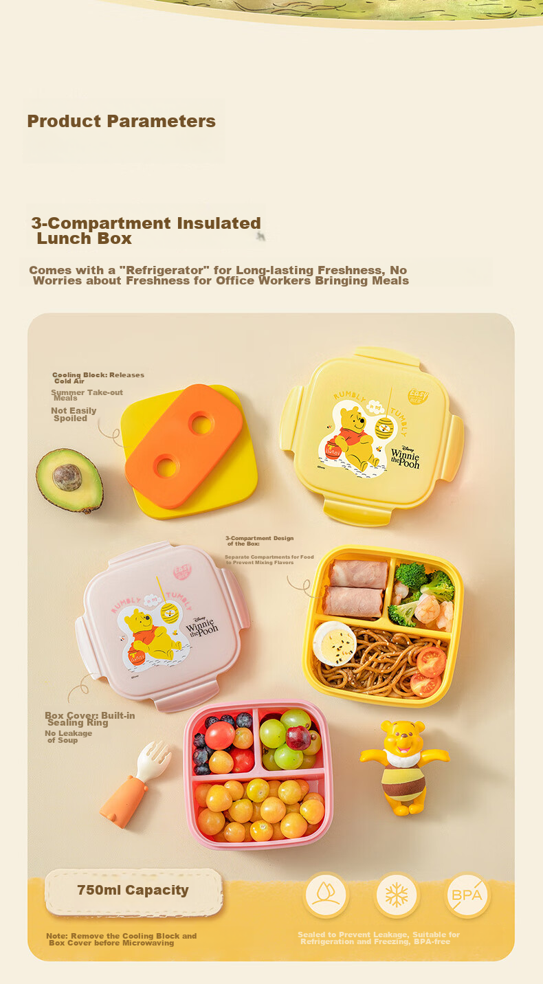 Easy Your Home Elementary School Fruit Cooler Box Autumn Picnic Box with 3 Compartments Lunch Box Children's School Supplies Essential for Back-To And Kindergarte 17