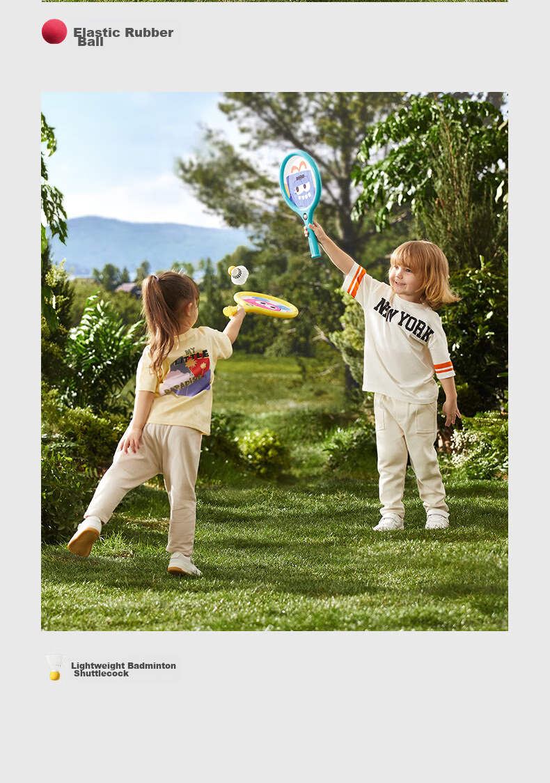 Babycare &bctoys Children's Badminton Racket Set, Durable Double Rackets for Primary School Students, Outdoor Camping Family Interactive Toy 7