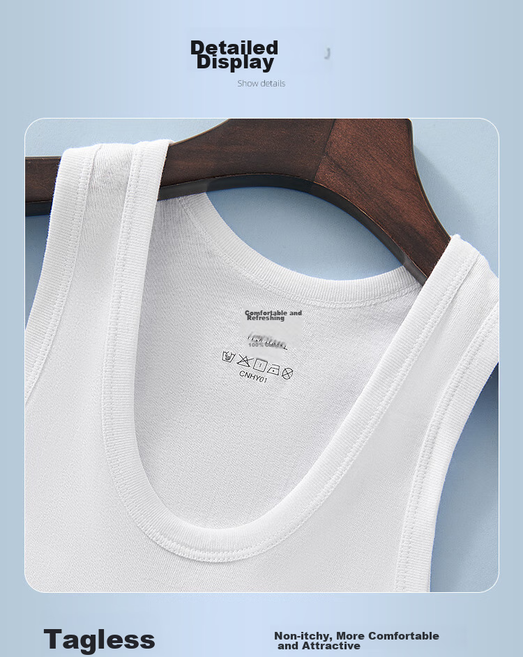 Yiershuang [3-Pack] Men's Cotton Vest Sports Fitness Sweat-Absorbing Breathable 100% Cotton Tank Top Plus Size Undershirt 14