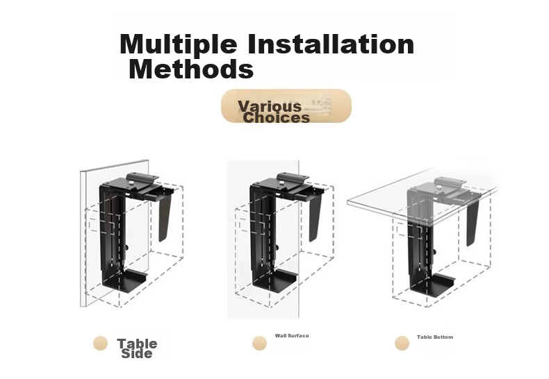 Zhiercheng Computer Tower Stand Adjustable Desk, Computer Case Hanging Bracket, Desktop Computer Chassis Support Rack, Adjustable Size And Rotating Angle, Easy Cable Management 6