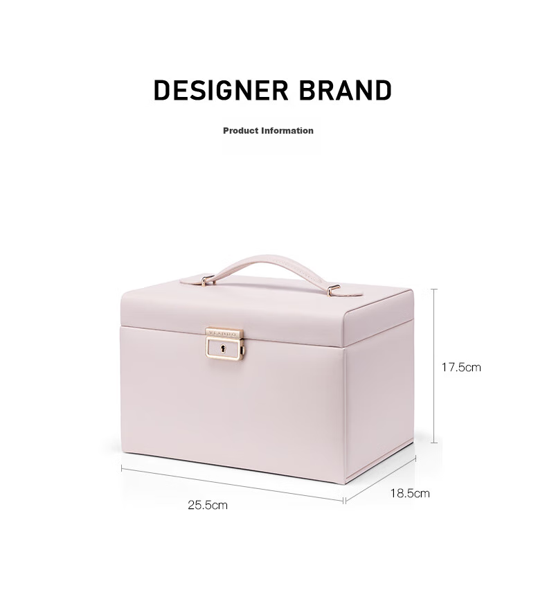 VLANDO Lockable Jewelry Box with Lambskin Pattern, High-End Luxury Large Capacity Storage Box, Wedding Gift, Mid-Autumn Festival Gift for Girlfriend 8