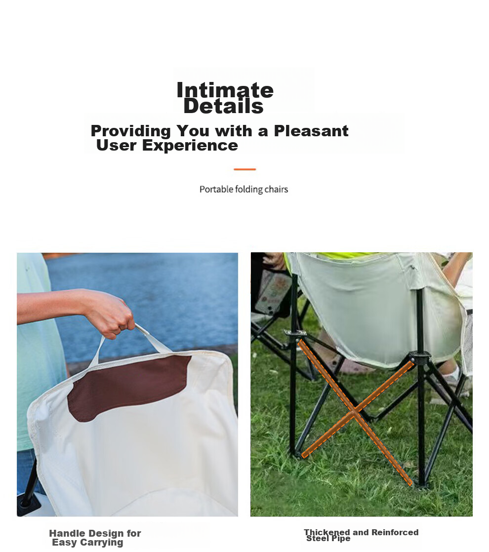 Jiuqiangu Outdoor Portable Folding Chair, Camping Lounge Chair with High Backrest, Director's Chair, Fishing Stool 2822 9