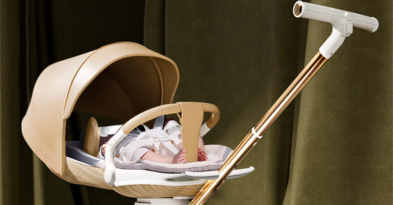 Dear Mom, Stroller, Large White Car, High Landscape Baby Stroller, Lightweight, Reversible, Can Sit Or Lie Down, Strolling Trolley for Babies, Gree 10
