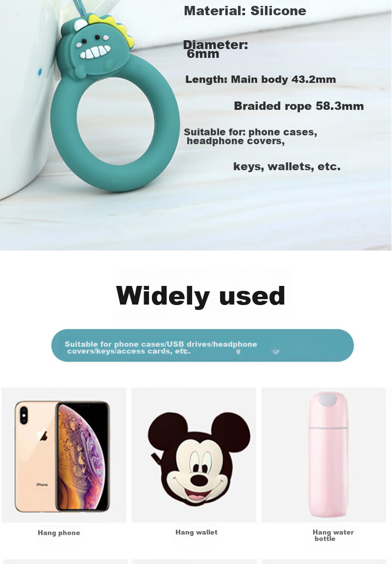 ESCASE [Single Pack] Phone Lanyard Camera Wallet USB Drive Key ID Card Pendant Apple IPhone XR/XS Max Etc. Silicone Soft Small Dragon ES-XR2 Pink 7