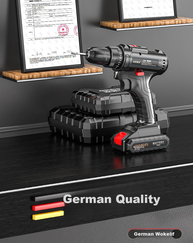 Wokelaifu 21v Brushless Electric Drill Tool Box Set, Complete Kit for Electricians And Woodworkers, Repair Tools 4
