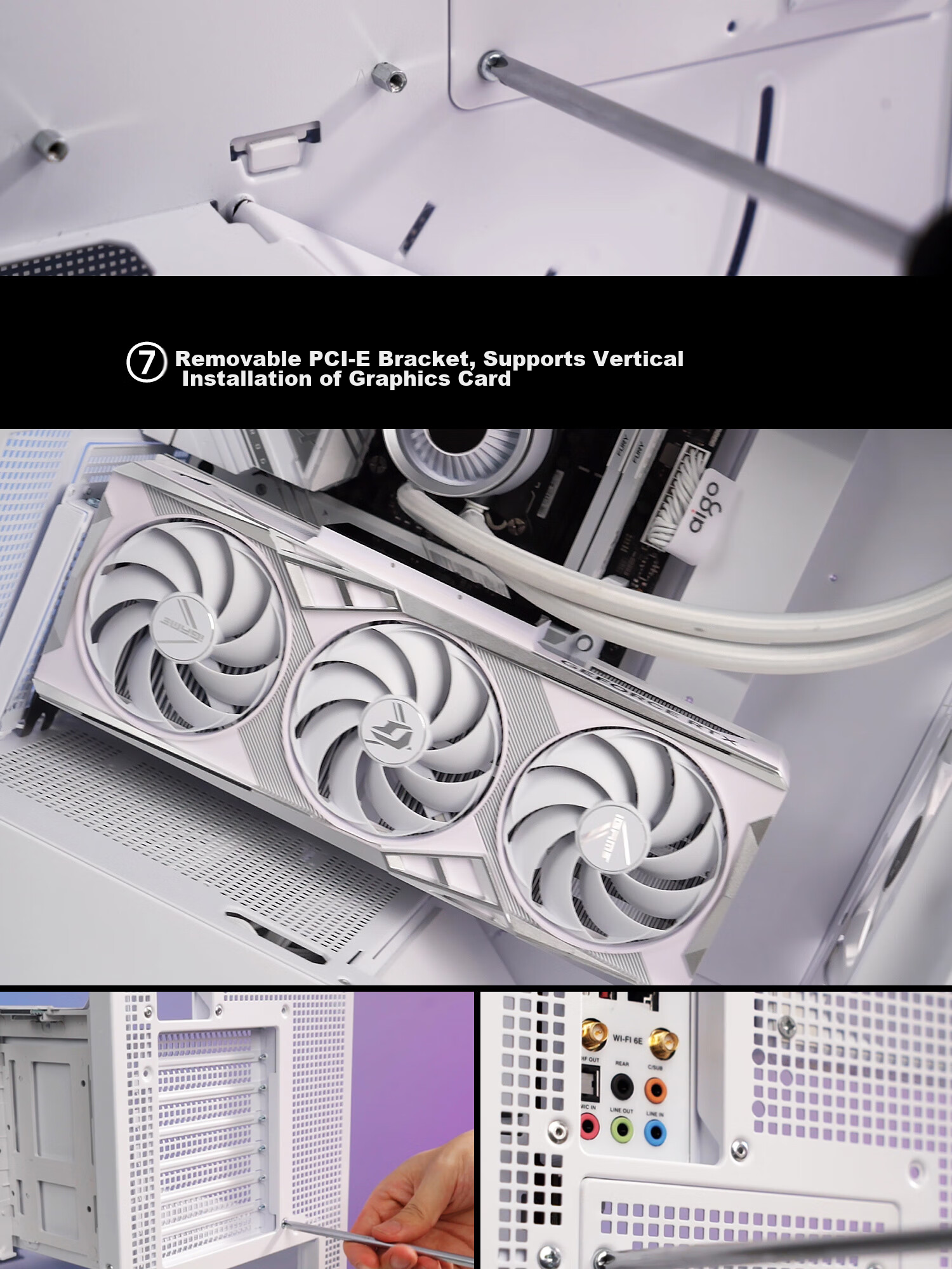 Aigo Fuyao Qianli No.1 White MESH Mesh Desktop Computer Case, Supports 360mm Water Cooling, ATX Motherboard, Airflow Chassis, Six-Sided Mesh Ventilation for Heat Dissipatio 16