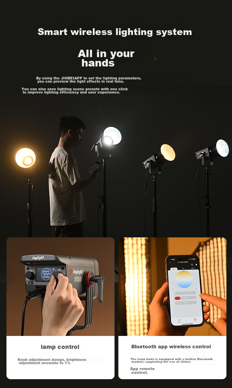 JINBEI EF150 Upgraded JL160BI Live Streaming Video Fill Light, for Streamers, Green Screen, Studio Photography LED Constant Light, Hair Lighting, Atmosphere Lighting, Studio Portrait Deep Shadow Soft Light 11