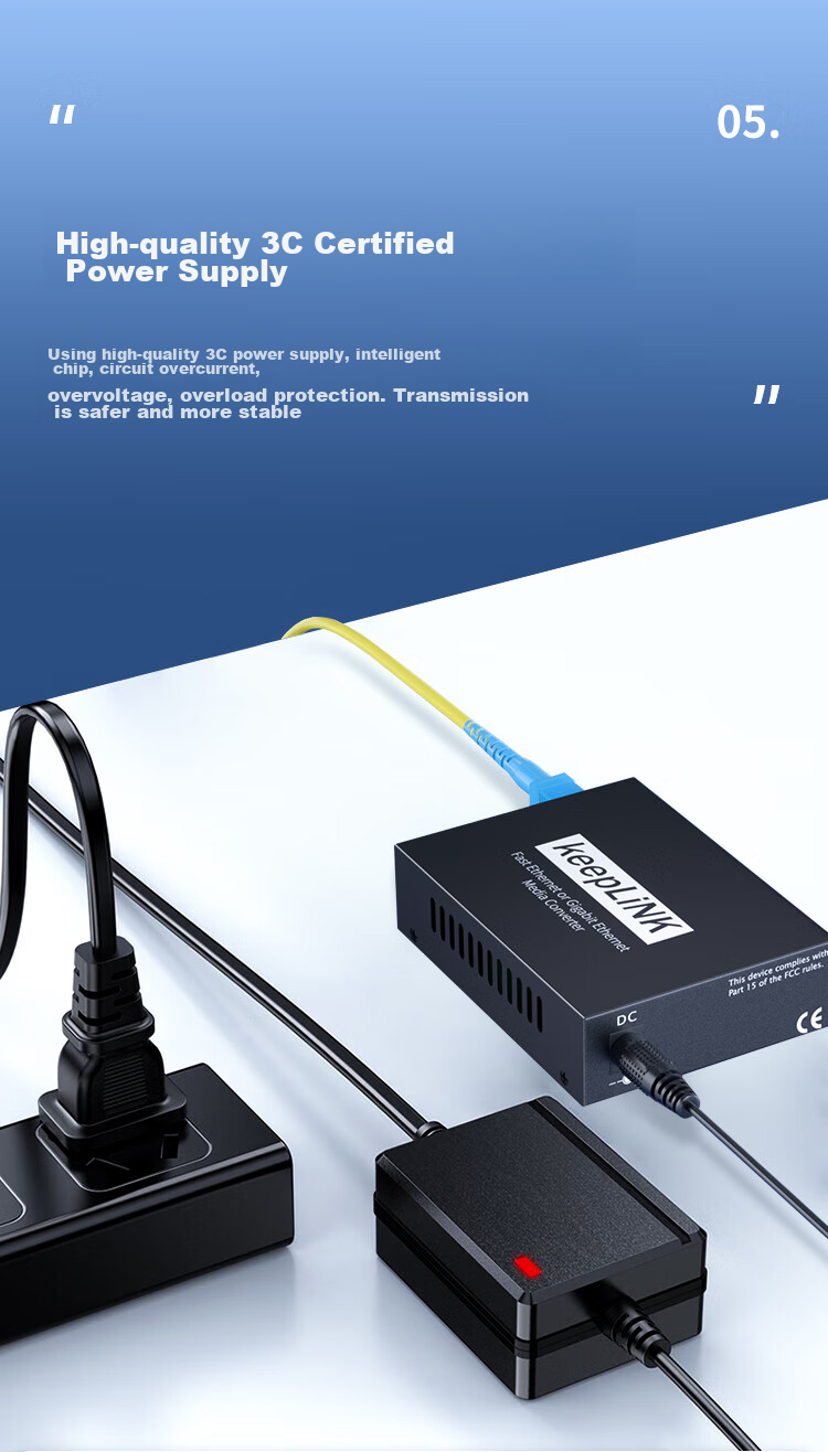 KeepLINK KP-9000 Fiber Optic Transceiver, 100Mbps Single-Mode Dual-Fiber Optical-Electrical Converter, 20km SC Interface 5