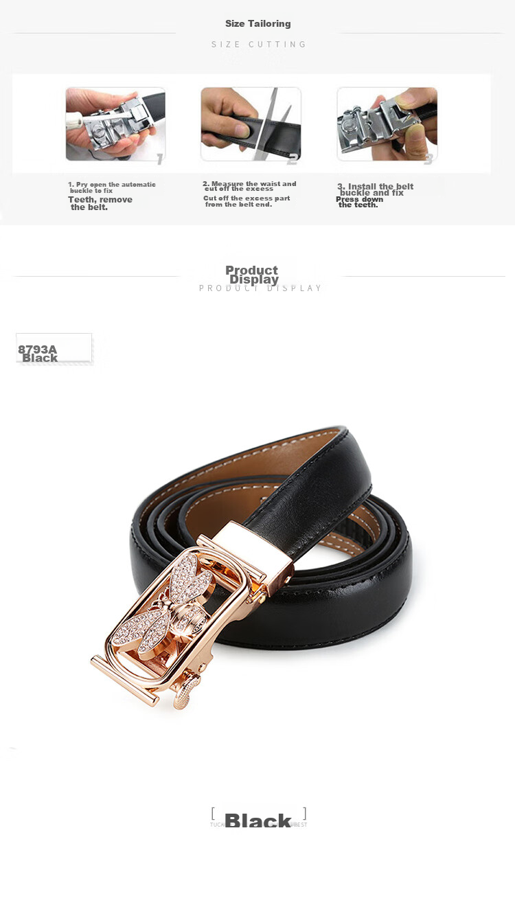 TUCANO Women's Leather Belt, Fashionable Versatile Korean Style Practical Ladies' Waistband with Automatic Buckle, No Drilling Required, Birthday And 520 Gift 11