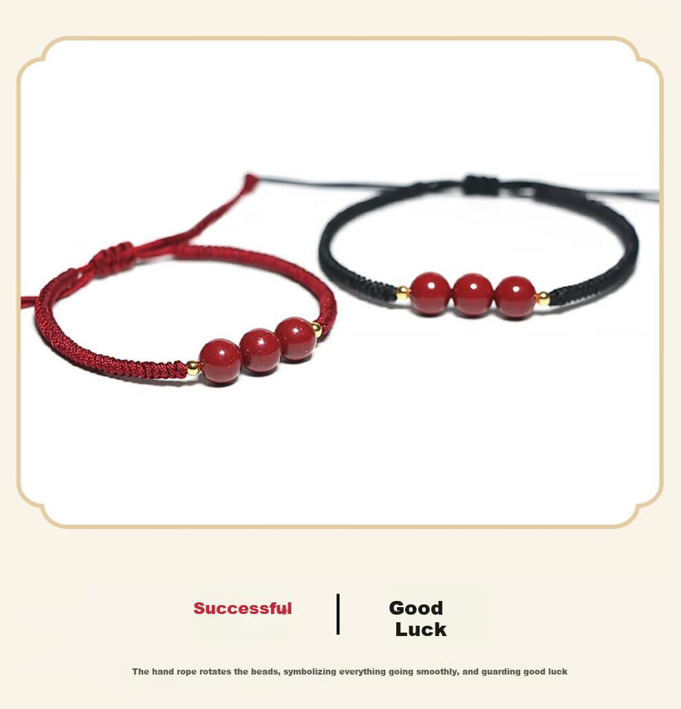 Shichuan Baishi Cinnabar Beaded Bracelet 2026 Zodiac Red String Handmade Woven Bracelet Lucky Charm Beads Amulet Couple Birthday Gift 15