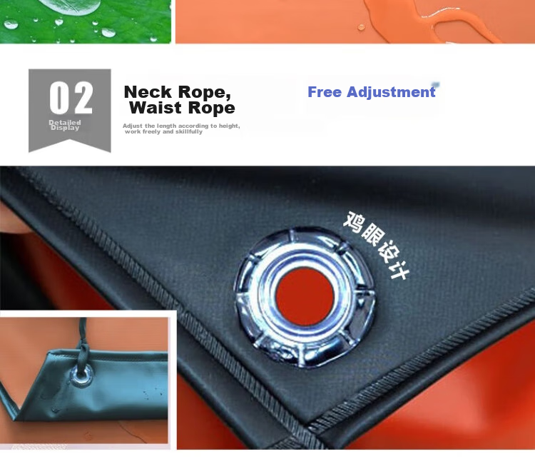 Gongtai Waterproof and Oil-proof Aquatic Apron Acid and Alkali Resistant Extra Large Thickened PU Apron Waistcoat Black 120*125cm One Size 5