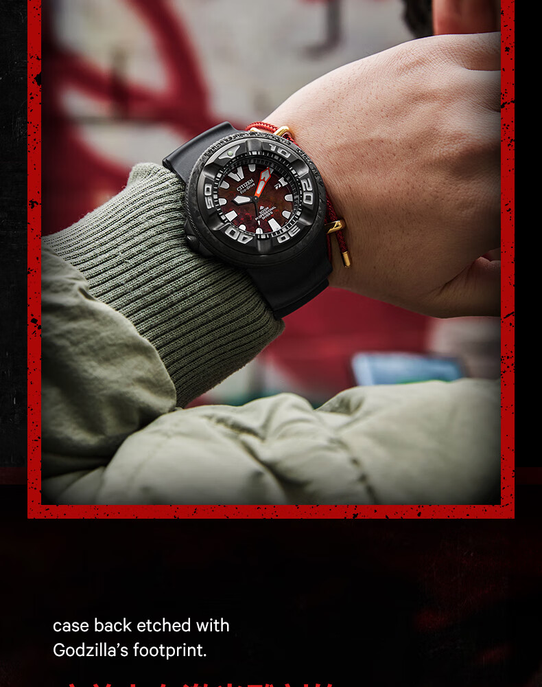 CITIZEN Men's Watch Japanese-Korean Godzilla IP Edition PU Strap Sports Student Gift for Father's Day BJ8059-03Z 10