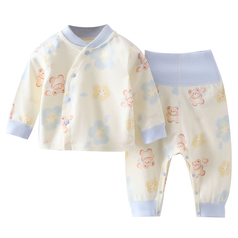 Youqi Newborn Baby Two-Piece Set, Pure Cotton Infant Autumn Underwear, Newborn Two-Piece Outfit, Full Moon Clothing, Baby Pajamas