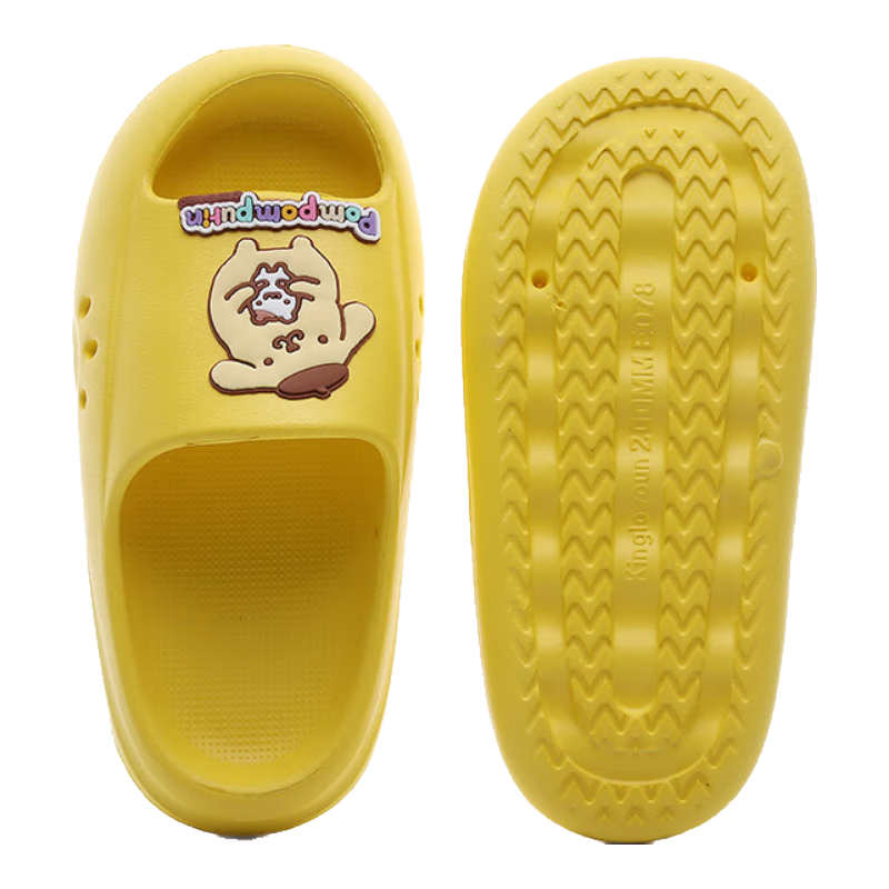 GUOLUOFEI Children's Slippers, Summer Baby Bath Sandals for Boys And Girls, Yellow Pudding Dog Design, 160mm Length with 16cm Inner Height