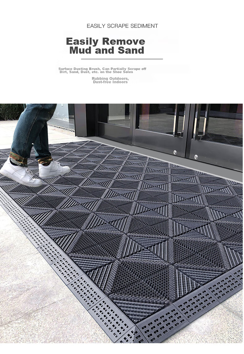 Modouyu Three-In Floor Mat, 90*120cm, Single Brushed Gray, Entrance Door Mat, Company Outdoor Non-Slip Floor Mat, Foot-Wiping Mat 8