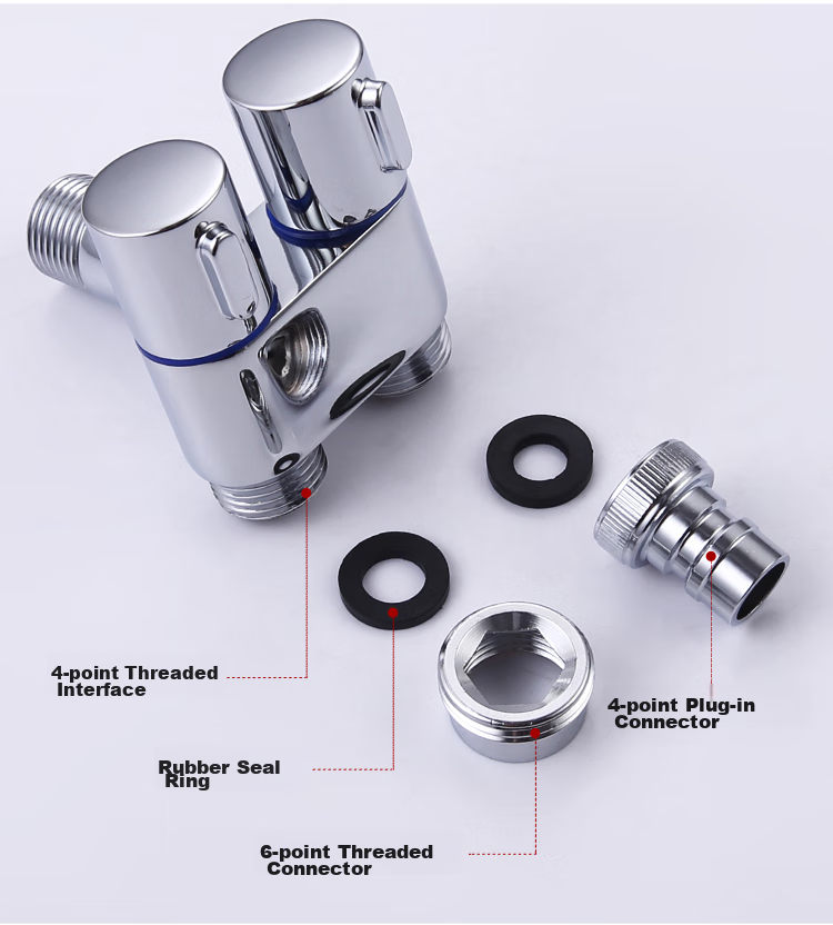 Larsd Angle Valve One-To Dual-Use Angle Valve, Triangular Valve, Eight-Shaped Valve, Washing Machine Faucet, One Inlet Two Outlets LX114T 12