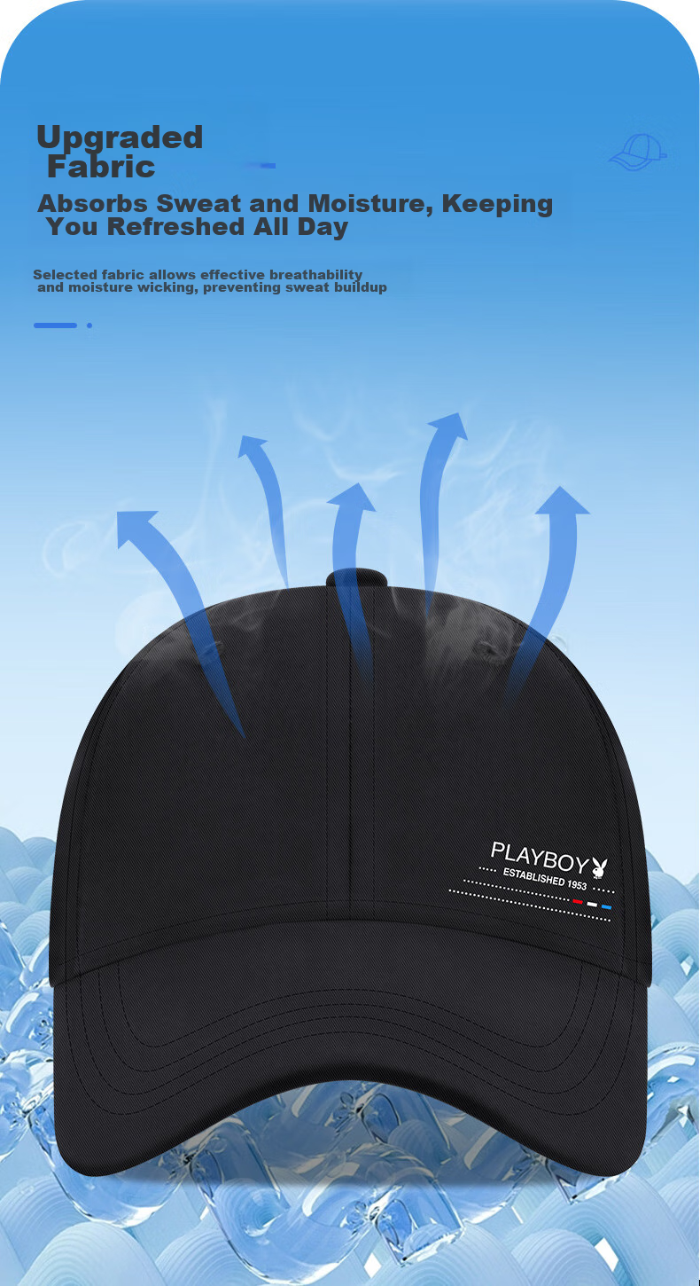 PLAYBOY Baseball Cap for Men, Trendy Casual Versatile Summer And All-Season Middle-Aged Outdoor Sun Protection Travel Visor Hat for Fishing 4
