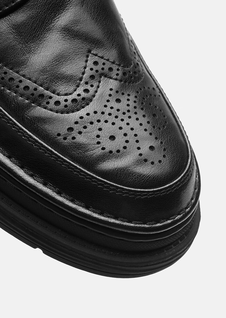 HLA Men's Business Casual Soft Sole Height Increasing Brogue Leather Shoes HAAPXM1DAV061 Black Size 38 16