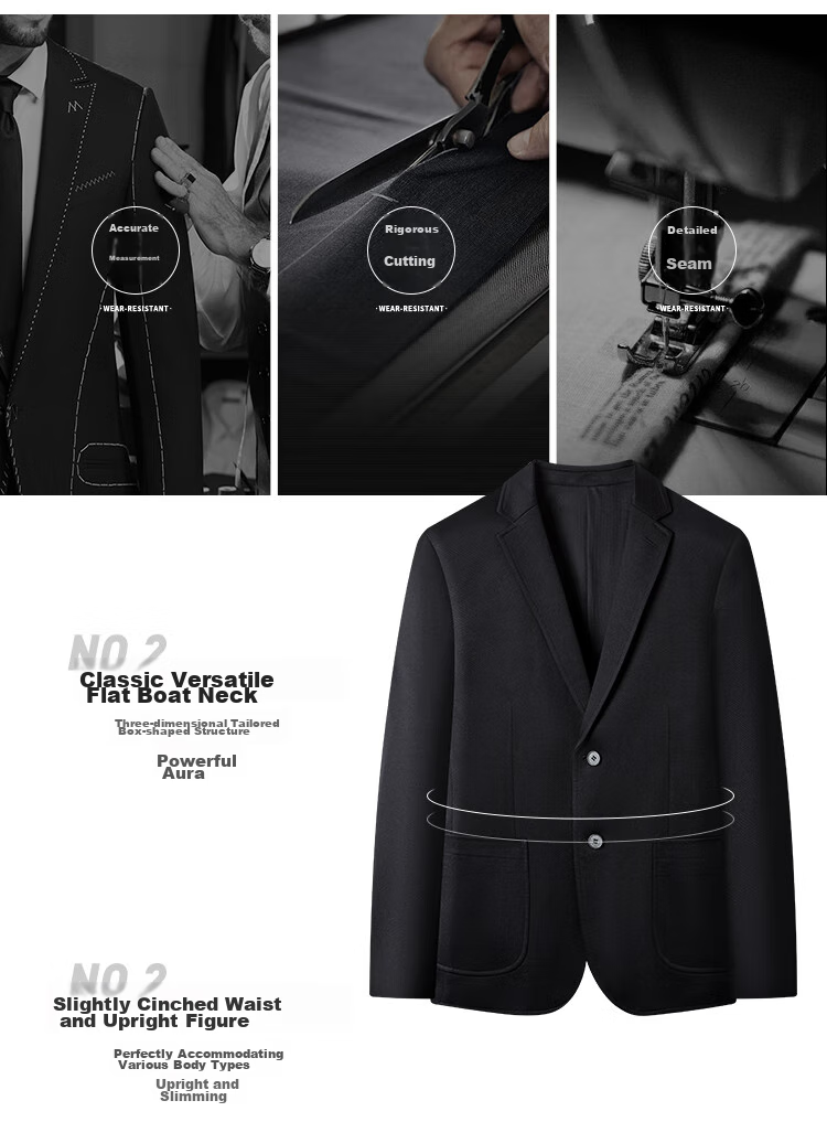 FIRS Men's Suit, Four-Season Style, Lightweight, Breathable, Crisp, Slim-Fit, Notch Lapel, Commuter Work Jacket 4