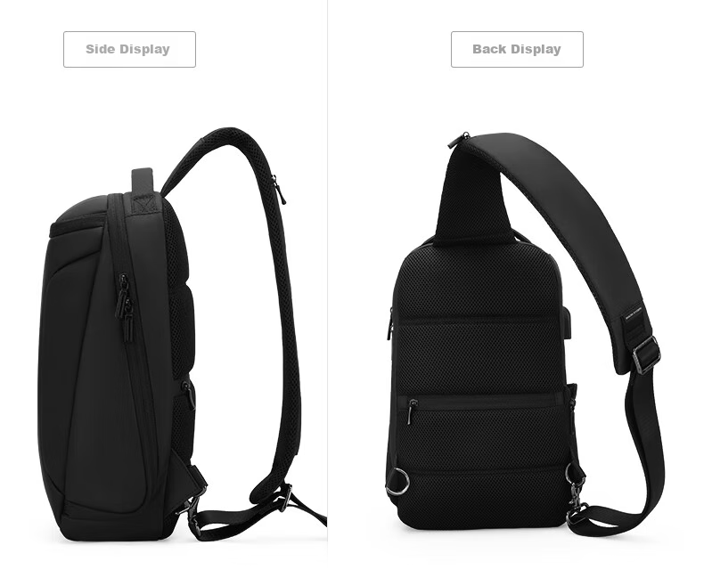 MARK RYDEN Men's Shoulder Bag, Business Casual Crossbody Bag, Water-Resistant Chest Pack, Fashionable Sports Mini Backpack MR7069 Elegant Black 20