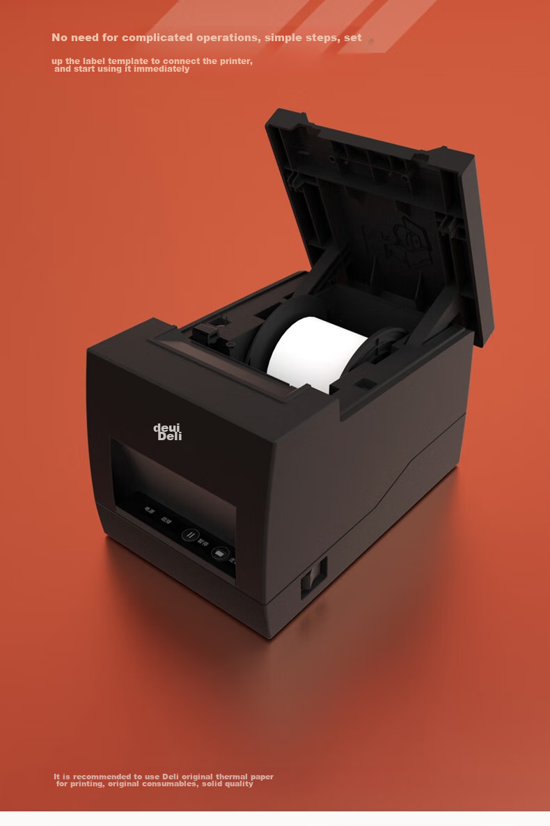 Deli DL-886A(NEW) Thermal Label Printer, Express Delivery Sticker Adhesive Cashier Takeout Receipt Barcode, Commercial 58MM Label And Receipt Dual-Use Printing, USB Versio 8