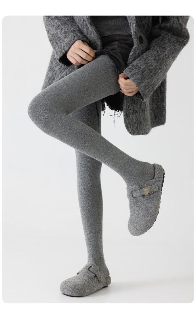 GUJIN Women's Autumn Winter Leggings Black Vertical Striped Fleece Lined Slimming Warm Tights Gray 11