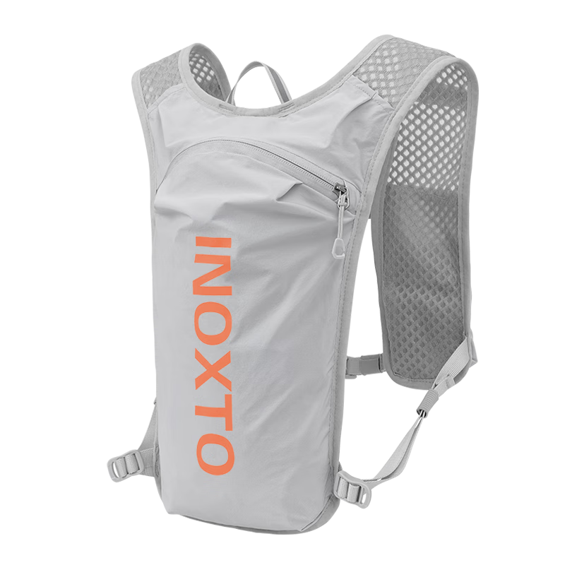 INOXTO Eagle-Style Off-Road Running Backpack, Lightweight Breathable Quick-Dry 5L Running Bag, Outdoor Hydration Backpack, 591 Gray with Orange