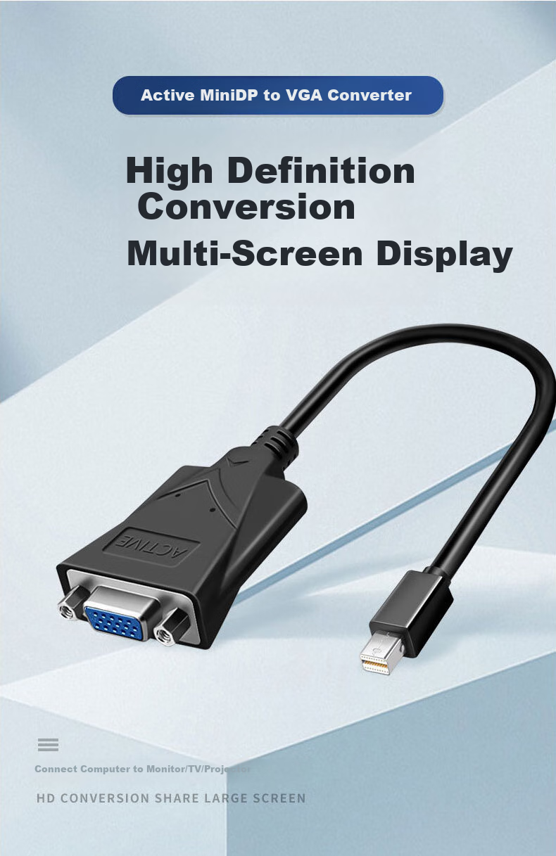 Beishanque Active Mini DP to VGA Female High-Definition Adapter Cable for Connecting Graphics Card to Computer Monitor TV Converter Cable Active Mini DP to VGA BSQ-ZD061 1