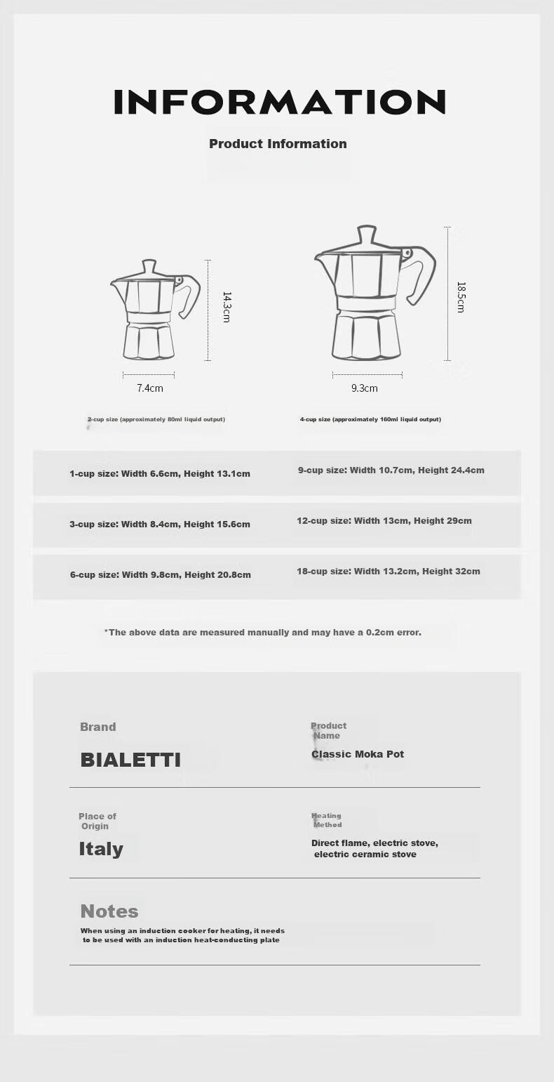 Bialetti Classic Single-Valve 3-Cup Moka Pot, Coffee Maker for Outdoor Camping, Pour-Over Portable Coffee Machine 12
