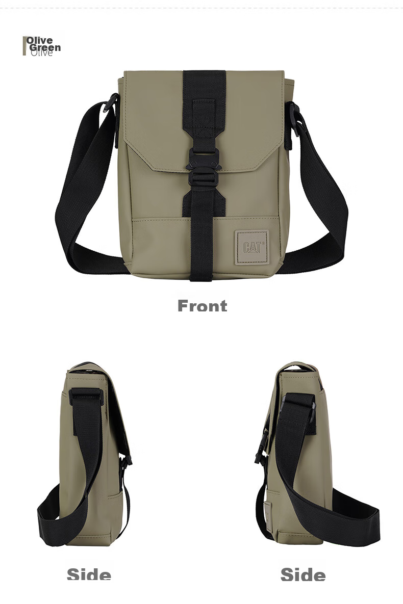 CAT Crossbody Bag, PU Casual Outdoor Messenger Bag, Sports Shoulder Bag, 11-Inch IPad Small Bag, Lightweight And Fashionable, Black, 84515 11