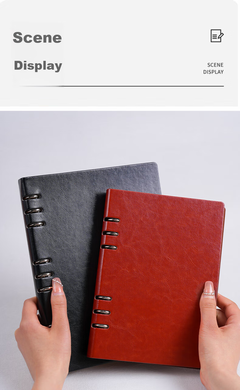 TENGXIONG A5 Loose-Leaf Notebook, Soft Leather Cover, B5 Journal, Detachable Refillable Pages, High-Quality Diary, Business Meeting Notebook, Office Stationery, Work Record Book, Customizable Logo for Enterprises 9