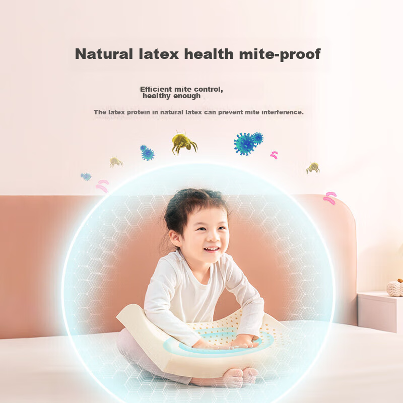 Jinxiangshu Thai Imported Latex Pillow, Cervical Pillow, Rubber Sleeping Pillow, Breathable Wave Pillow for Children And Teenagers, Ages 1-6