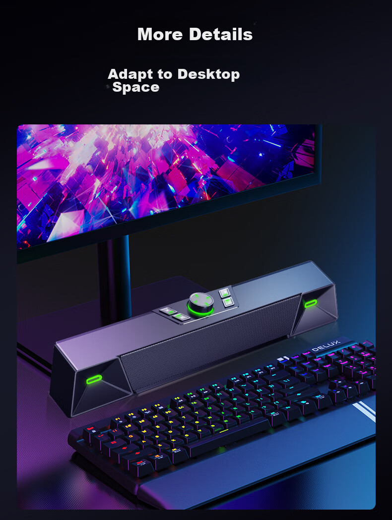 Newmine V6 Home Computer Speakers, Gaming Stereo Surround Sound System with Microphone, Bluetooth 5.3, Desktop Laptop RGB Gaming Headset Set, Black PS5 5