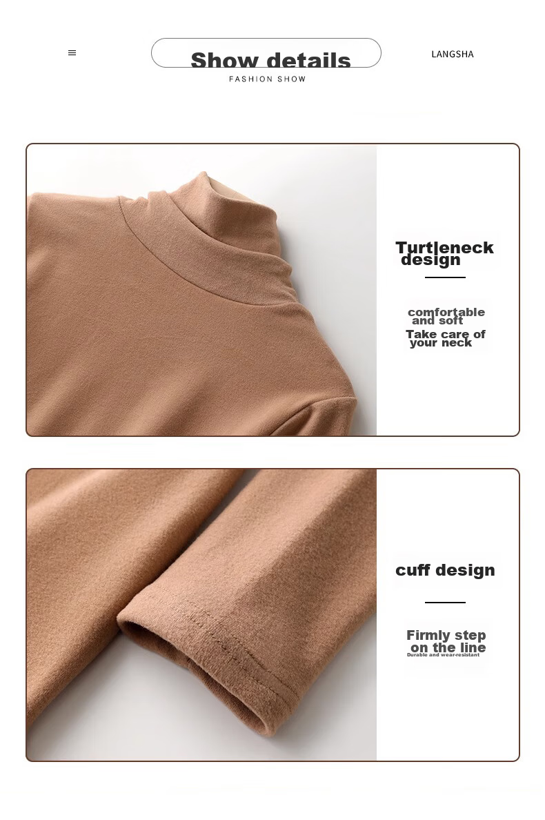 LangSha Turtleneck Base Layer for Women, Double-Sided German Velvet, Spring And Autumn Wearable, Inner Layer for Autumn, Long Sleeve, Turtleneck Top 18