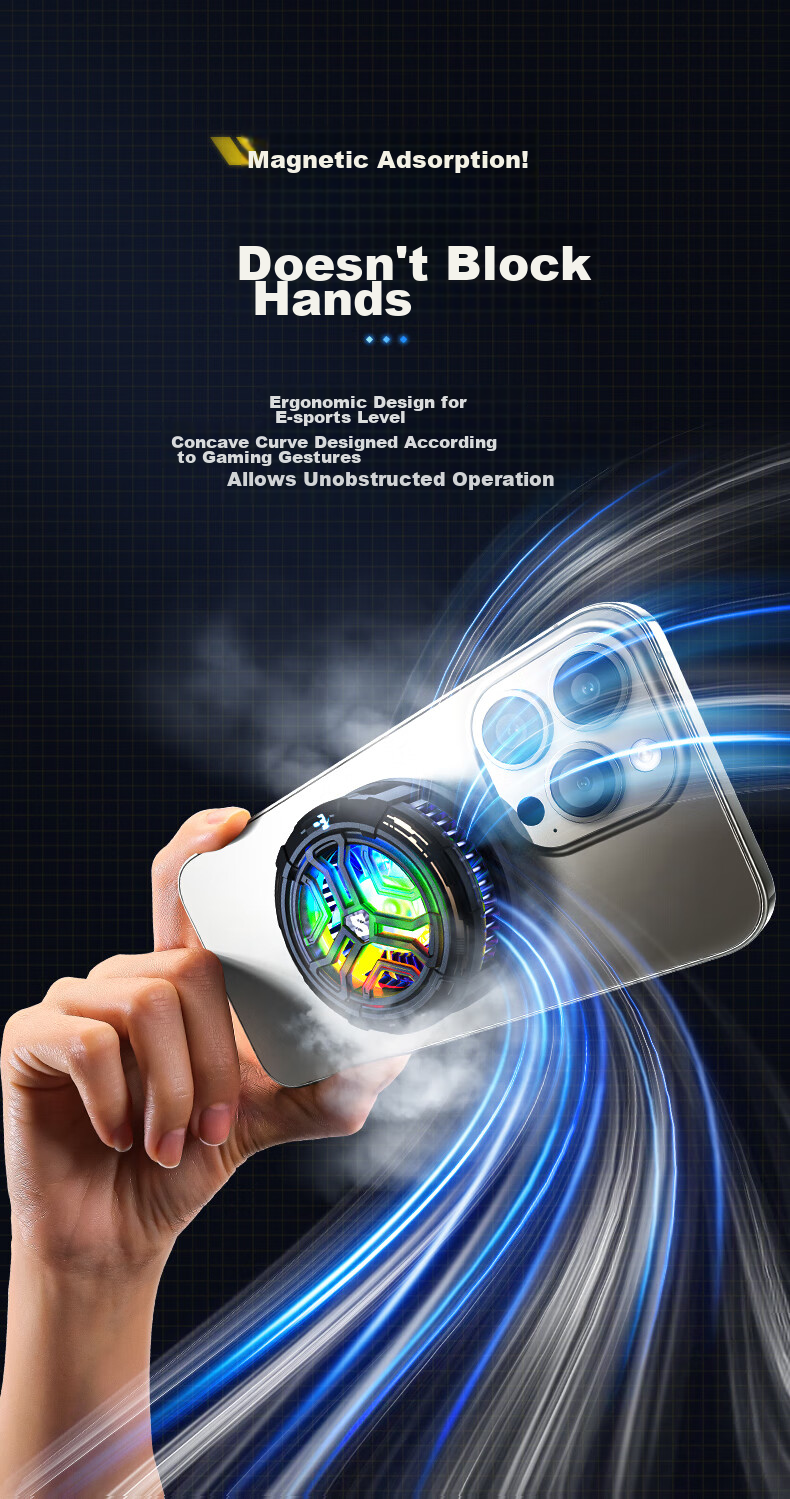 VENIDER Magnetic Phone Cooler, Semiconductor Cooling Back Clip, Gaming Live Streaming Cooling Device, Ultra-Low Noise, Suitable for Huawei, Apple 15 Tablet, IPad, Xiaomi, OnePlus, IQOO 4