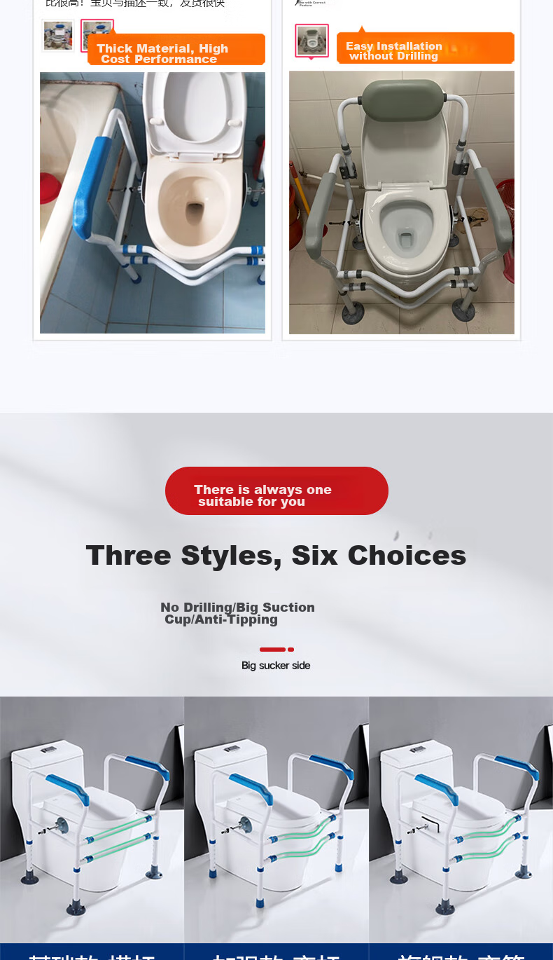 Meiruide Elderly Toilet Handrail Riser, Safety Handrail Support Frame, Bathroom Anti-Fall Device LQX050017-03 5