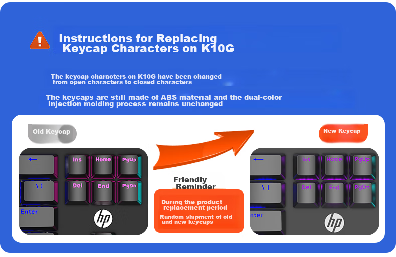 HP K10G Mechanical Keyboard with Blue Switches, Wired Keyboard for Gaming, E-Sports, Office Work And PUBG, 104 Keys Full-Size Compatible with Laptops And Desktop Computers, Full Anti-Ghosting 1