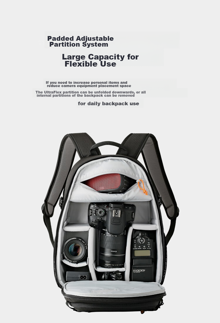LOWEPRO Leshebao Camera Bag, Tahoe BP150 Backpack Photography Bag for Men And Women, Sports Camera Bag for DSLR And Mirrorless Cameras, Multifunctional Portable Drone Bag, Gray (LP37232-PWW) 8